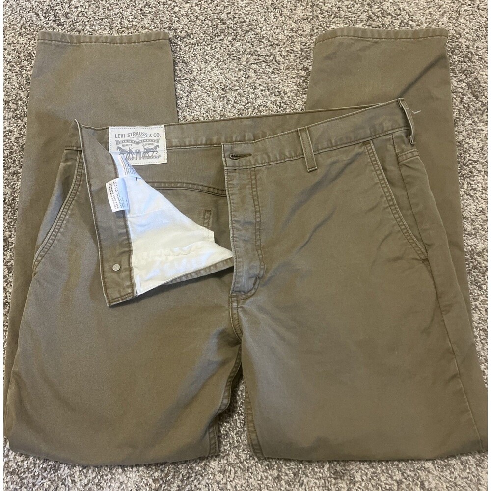 LEVIs Men's Khaki Twill Straight Fit Chino Pants Light Brown Size 36x28